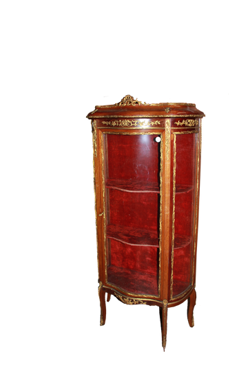 Vetrina francese stile Transizione del 1800 in mogano con ricchi Bronzi