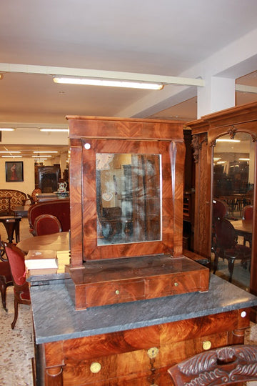 French 1800s Directoire Style Mahogany Wood Swinging Mirror