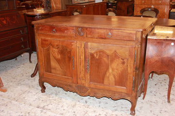Mid-1800s Provencal Walnut Sideboard with 2 Doors and 2 Drawers