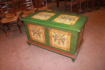 Large 19th Century Tyrolean Painted chest with Floral Motif