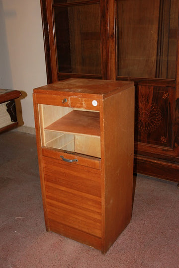 Small Early 20th Century Office Document Cabinet with Roll-Top