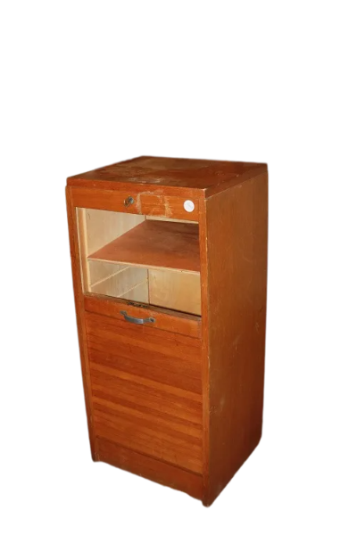 Small Early 20th Century Office Document Cabinet with Roll-Top