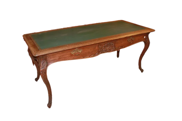 Tavolo Scrivania Con Piano in Pelle in Legno di Rovere Stile Provenzale 1800