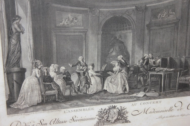 Stampa Francese del 1800 Raffigurante Personaggi Scena di Interni