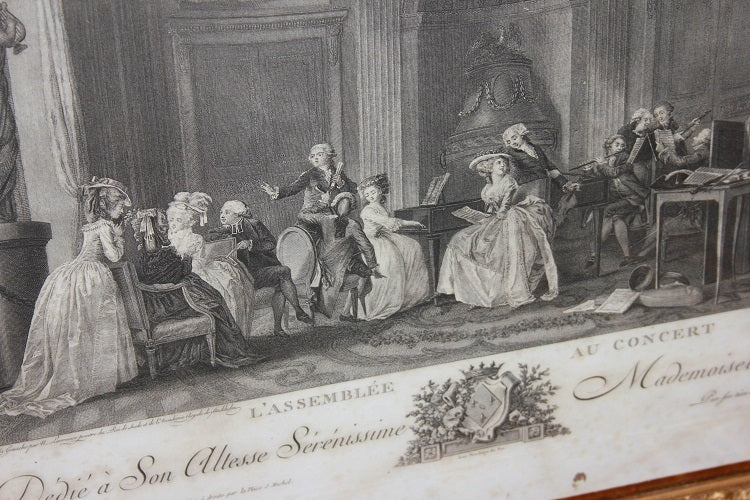Stampa Francese del 1800 Raffigurante Personaggi Scena di Interni