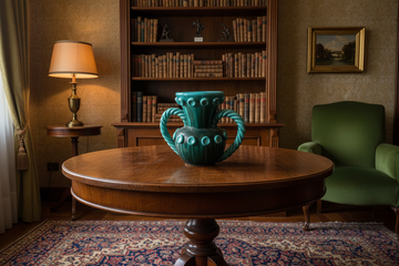 French vase in aqua green ceramic