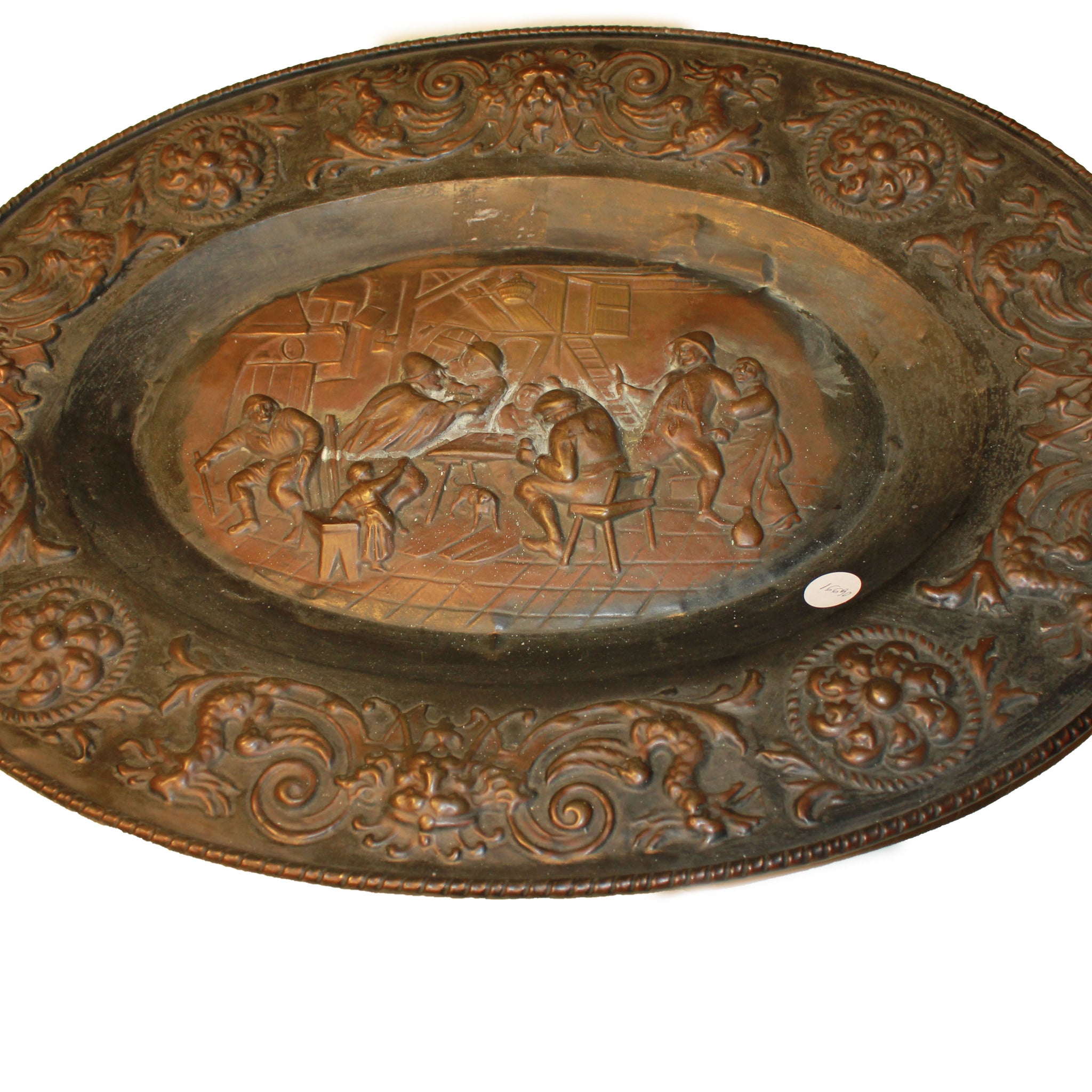 Large Copper Plate Depicting Inn Interior Scene