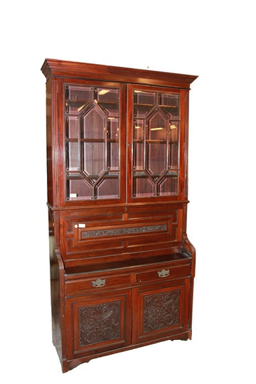 Bookcase English Victorian library from 1800 in mahogany wood