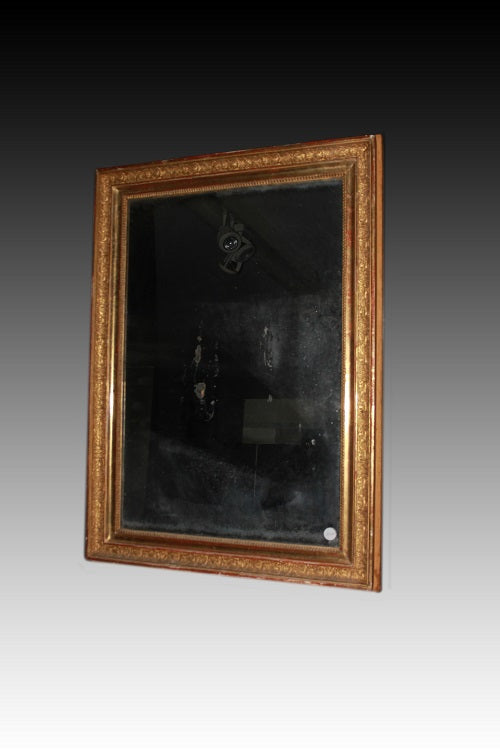 Specchiera rettangolare francese del 1800 dorata foglia oro