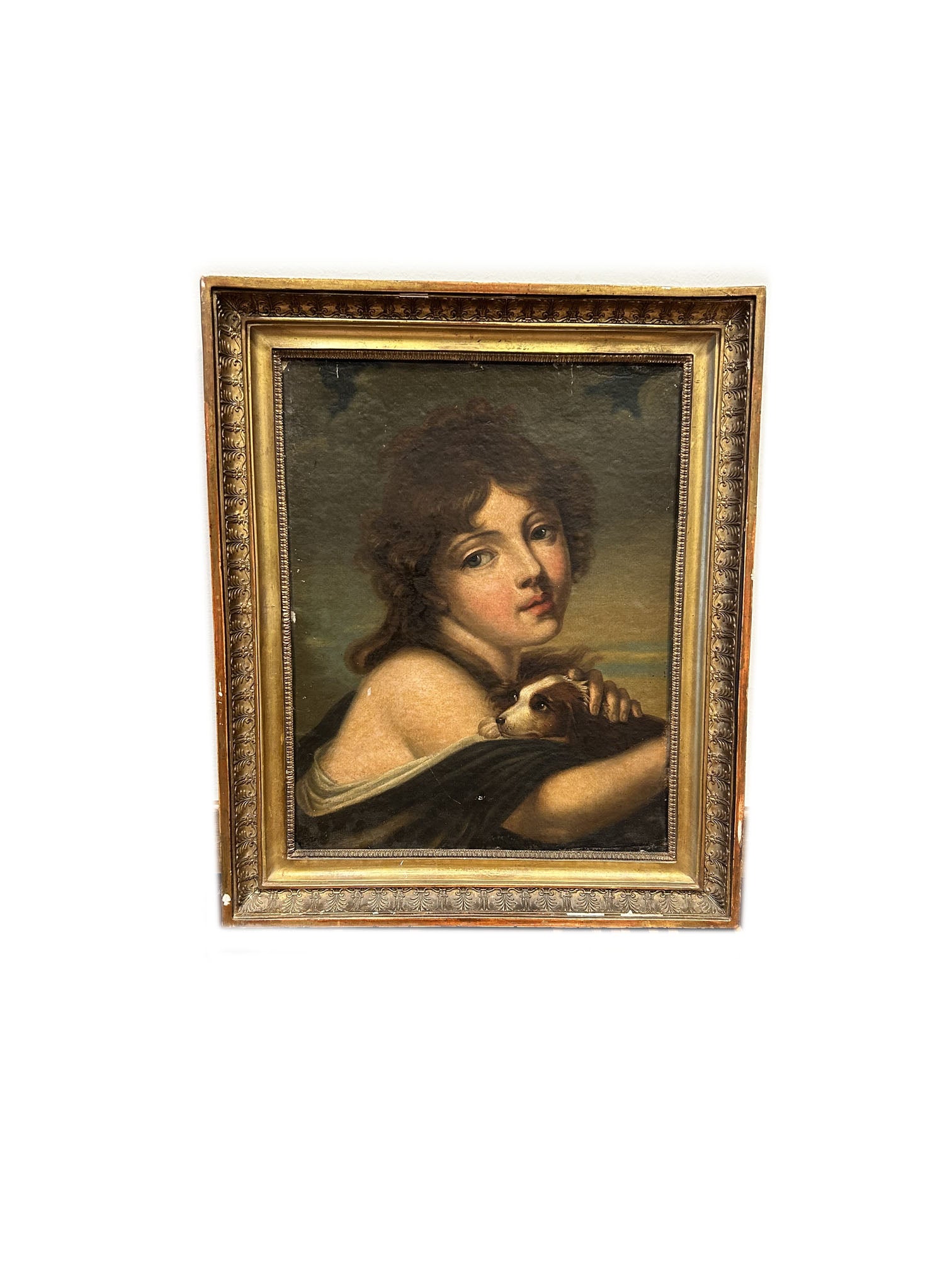 Piccolo Ritratto Oleografia Giovane Fanciulla del 1800