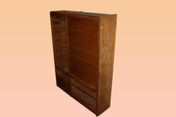 Large office shutter cabinet from 1900 in oak wood, 2 m high