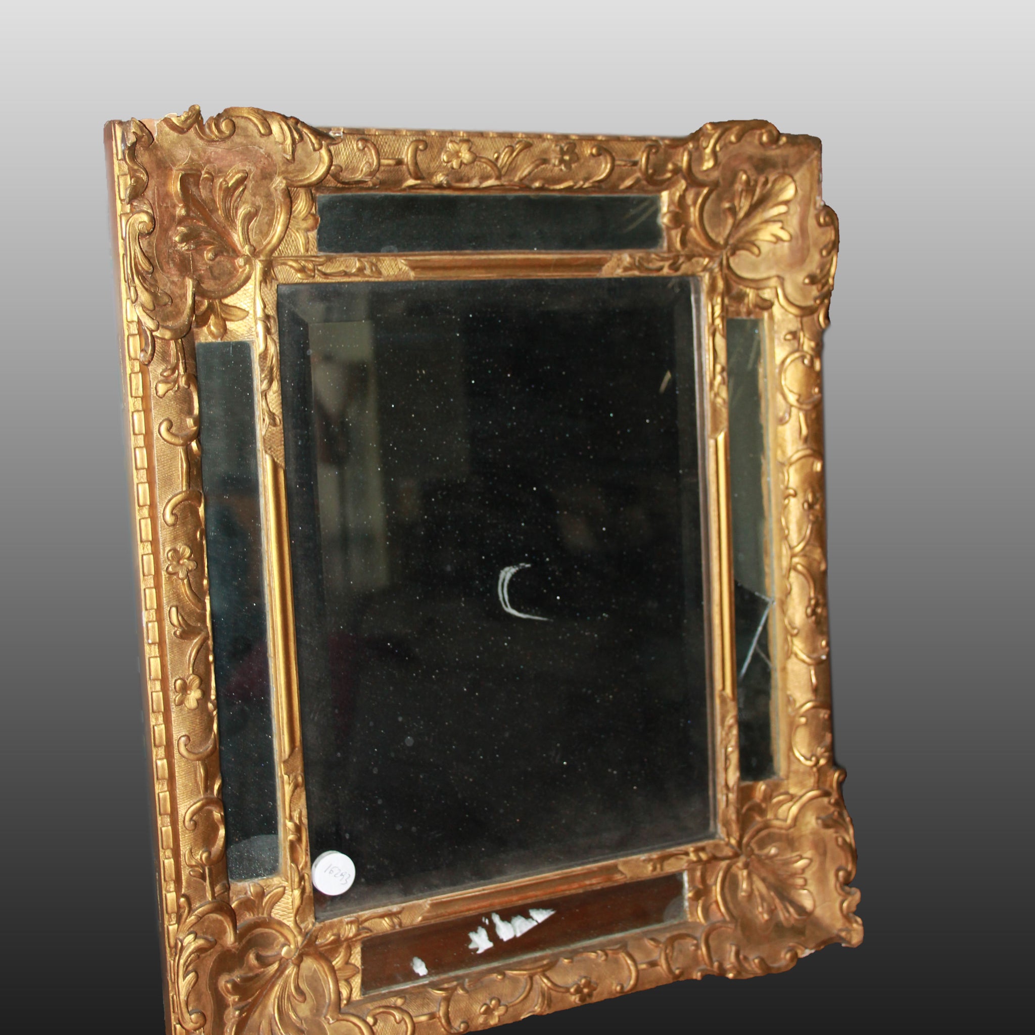 Graziosa specchiera francese del 1800 Stile Luigi XVI dorata foglia oro