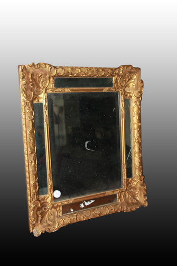 Joli miroir français des années 1800, de style Louis XVI, doré à la feuille d'or