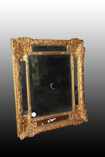 Pretty French mirror from the 1800s, Louis XVI style, gilded with gold leaf