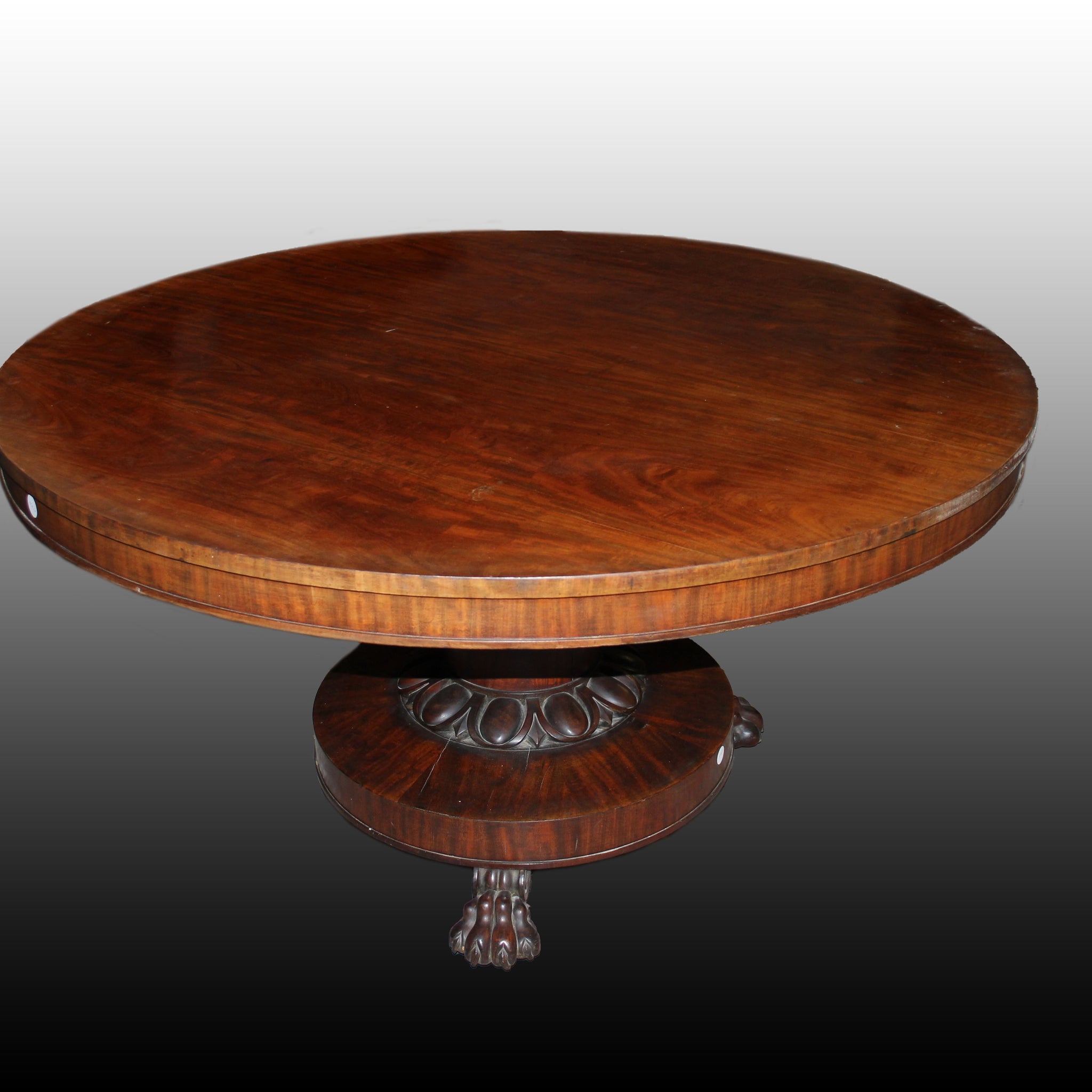 Tavolo Circolare a vela stile Carlo X del 1800 in legno di mogano