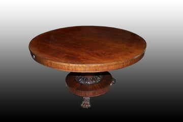Grande table à voile circulaire de style Régence du début des années 1800 en bois d'acajou
