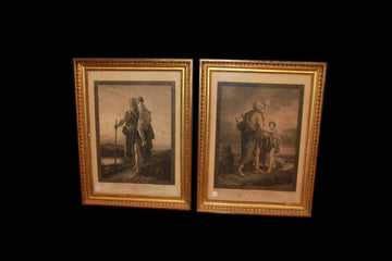 Pair of Large French Prints Depicting Characters Homer and Belisarius
