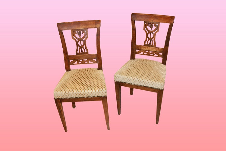 Gruppo di 6 sedie stile Impero italiane in legno di mogano