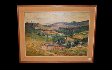 Olio su tela raffigurante Paesaggio Valle di San Giovanni in Fiore - Andrea Belli (1903 - 1963)