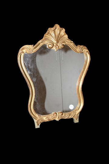 Petit miroir français du début des années 1900 en bois doré à la feuille d'or