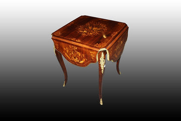 Tavolino da salotto con alette stile Luigi XV in legno di palissandro 1800