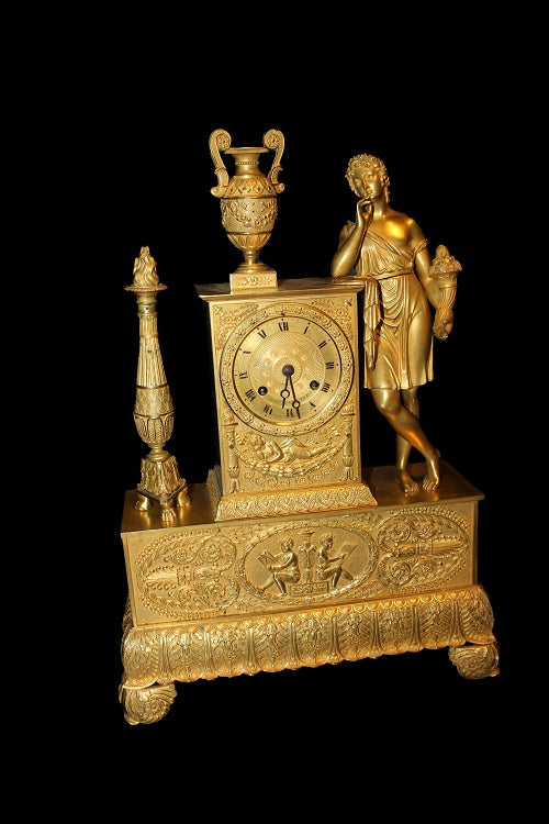 Orologio da tavolo francese in bronzo del 1800 raffigurante "Prometeo"