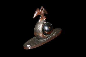 Pendule de table Art Déco 1900 avec aigle en bronze et socle en marbre