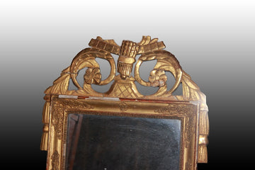 Ricca specchiera dorata foglia oro Luigi XVI del 1800