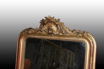 Grand miroir français des années 1800 en feuille d'or par Louis XVI