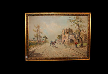 Paire d'huiles sur toile représentant des paysages ruraux - Augusto Radice (1913 - ?)