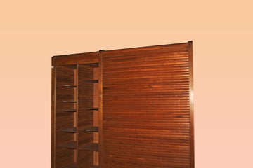 Large office shutter cabinet from 1900 in oak wood, 2 m high