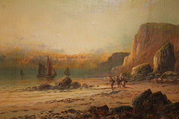 Huile sur toile anglaise du début des années 1900 représentant Marina avec des personnages