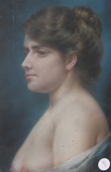 Pastel français du milieu des années 1800 représentant un nu féminin Théodore Ange Coquelin 19e siècle