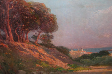 Huile sur toile Paysage français Une pinède au bord de la mer - Joseph Perrachon