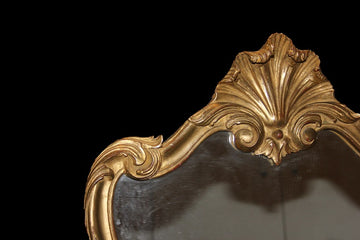 Petit miroir français du début des années 1900 en bois doré à la feuille d'or