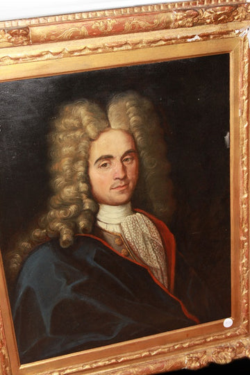 Olio su tela Ritratto di Nobiluomo del 1700 con bellissima cornice dorata foglia oro