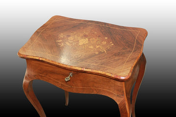 Small French Louis XV style dressing table in rosewood with marquetry