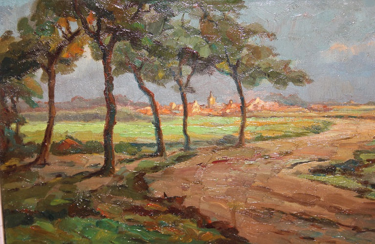 Olio su tela firmato Heider Johan Wihain 1892 - 1966 Paesaggio