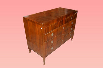 Antique small 1700s Italian chest of drawers in walnut wood