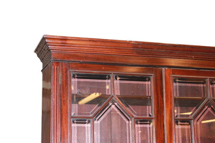 Bookcase libreria inglese Vittoriana del 1800 in legno di mogano