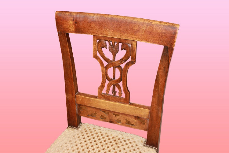 Gruppo di 6 sedie stile Impero italiane in legno di mogano