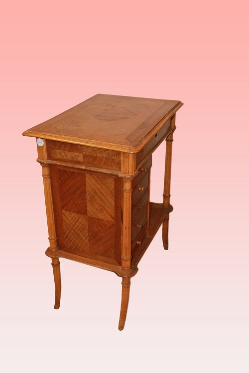 Tavolino da lavoro con cassetti francese di fine 1800 in legno di Ciliegio stile Luigi Filippo