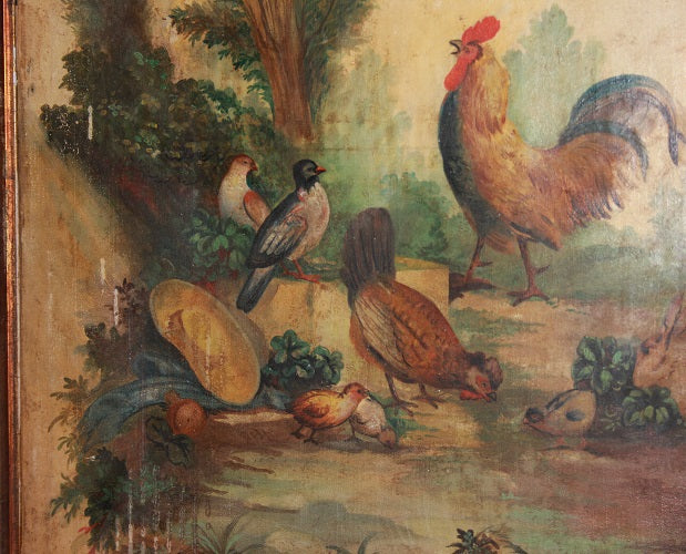 Olio su tela di inizio 1900 raffigurante scena campestre