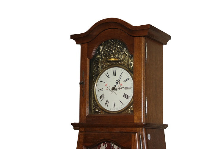 Orologio a colonna francese di metà 1900 stile Provenzale in legno di rovere