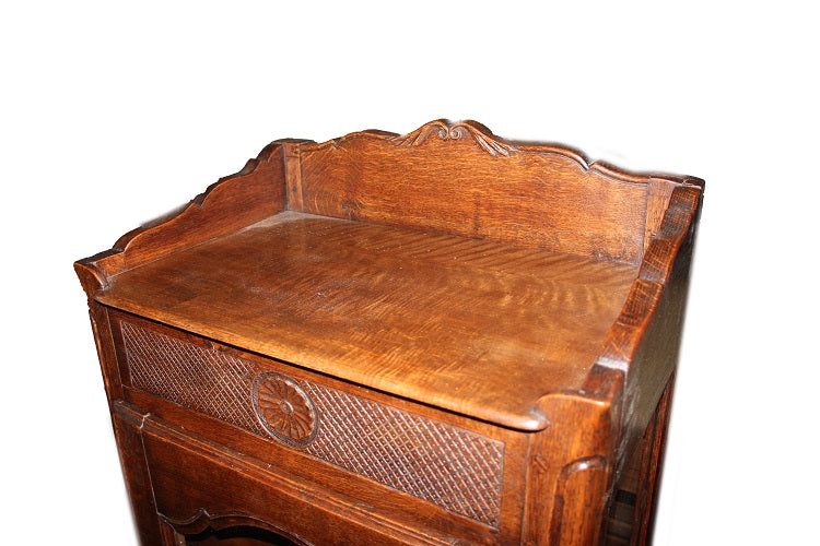 Piccola vetrina rustica francese del 1800 in legno di rovere