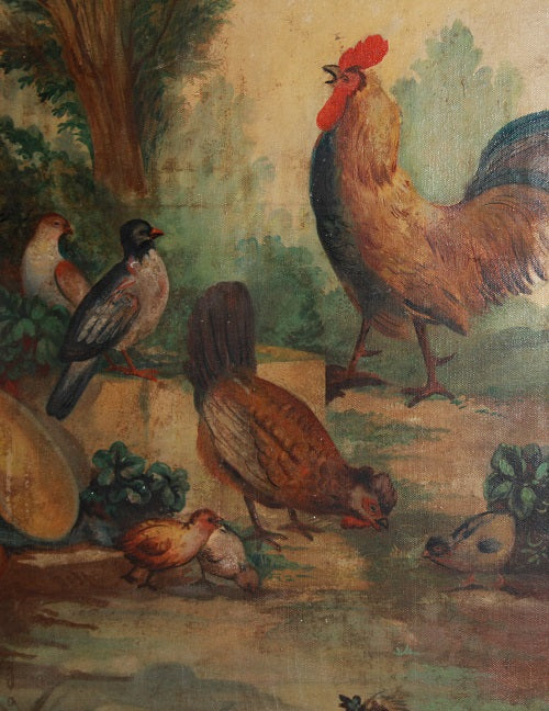 Olio su tela di inizio 1900 raffigurante scena campestre