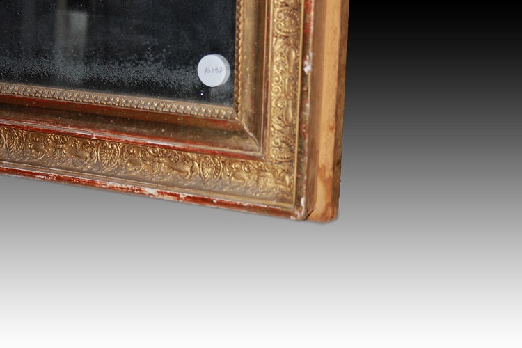 Specchiera rettangolare francese del 1800 dorata foglia oro
