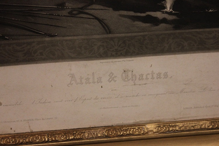 Stampa francese della seconda metà del 1800 Raffigurante Atala di Chateaubriand