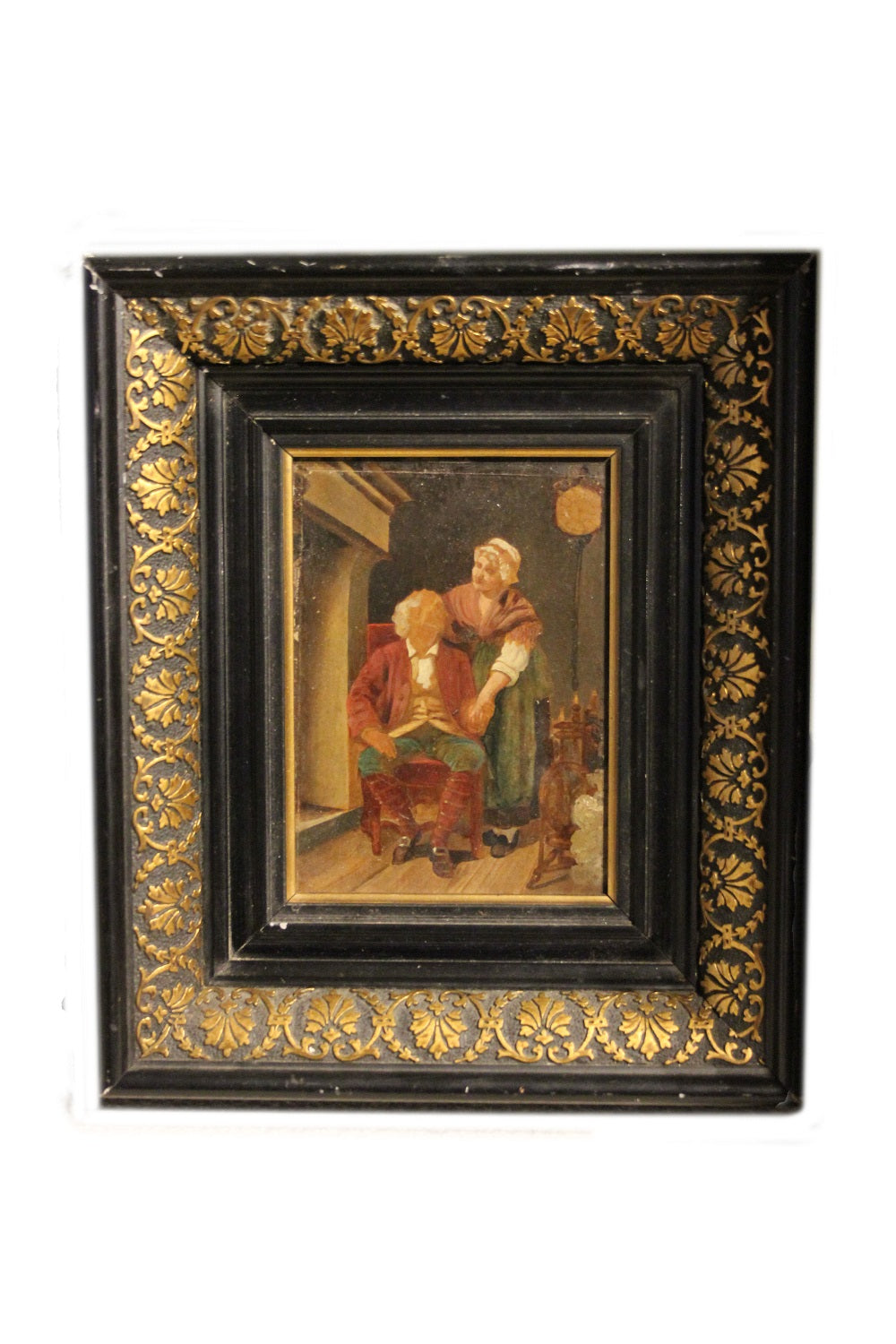 Coppia di Piccoli Oli su Tavoletta Francesi del 1800 Scene di Vita Quotidiana
