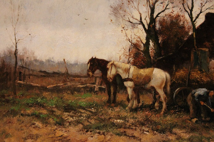 Olio su tela raffigurante scena campestre firmato Cor Bouter 1888-1966 (C.Verschuur)